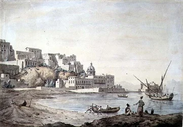 Borgo di Chiaia, Neapol, ok. 1767 (pióro i atrament oraz akwarela na papierze)