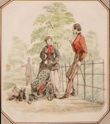 Młoda pielęgniarka zaniedbująca swoją podopieczną, c.1865 (akwarela)