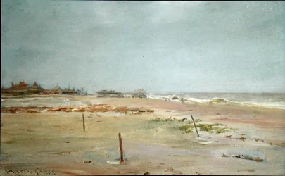 Scena na plaży (olej na panelu)