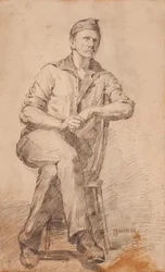 Siedzący człowiek, ok. 1870.