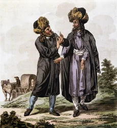 Żydzi polscy, rycina z książki „Strój dziedzicznych stanów dynastii austriackiej” Antoine François Bertrand de Molleville i ilustrowana przez Williama Millera (1796-1882) z 1804 r.