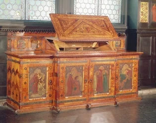 Szafa miodowa króla Rene, projekt J.P. Seddon, 1862 (dąb z malowanymi panelami)