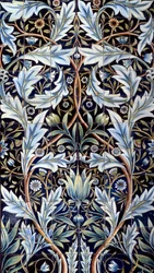 Panel ścienny (66 płytek) wykonany przez Williama Morrisa (1834-1896) i Williama Frend de Morgan (1839-1917) z fajansu. Z Membland Hall dla Edwarda Charlesa Baringa. Chelsea, Anglia. 1876-1877 niedz. 1x635 m Paryż, musee d