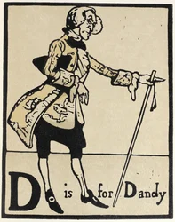 D jak Dandy, ilustracja z „Alfabetu”, wyd. 1898 (rękopis drzeworyt)