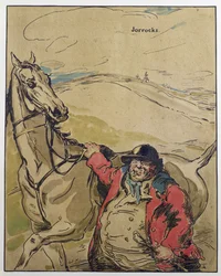 Pan Jorrocks, ilustracja z „Characters of Romance”, po raz pierwszy opublikowana w 1900 r. (litografia kolorowa)