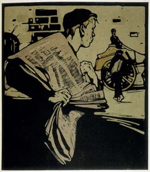 Newspaper Crier, London - in “”Types of London””, de William Nicholson (1872-1949), ed Flourypolish