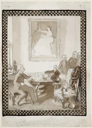 Tutkimus öljymaalaukseen "Homage to Manet", n. 1906 (akvarelli, tussi, liitu & kynä paperille) (katso myös 63015) kiillotus