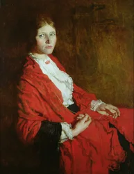 Czerwony szalik (olej na płótnie)