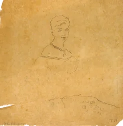 Dame im Abendkleid mit Figur der Venus von Milo