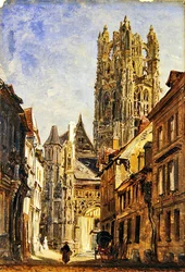 Kościół św. Wawrzyńca, Rouen, ok. 1860 (olej na papierze ułożony na płycie)