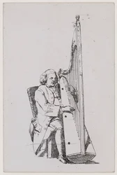 John Parry grający na harfie, ok. 1760-1780.