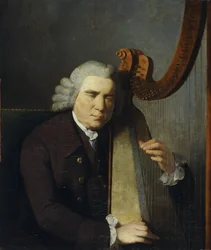 Niewidomy harfista, John Parry (olej na płótnie)