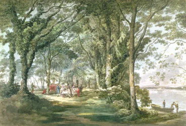 Krajobraz z postaciami podczas posiłku na świeżym powietrzu, 1760-1782