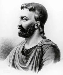 Portret Aulusa Korneliusza Celsusa (25 p.n.e.-50 n.e.), pisarza łacińskiego, rzymskiego encyklopedysty i lekarza, rycina z XIX wieku