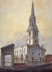 Kościół św Idziego na polach, Holborn, Londyn, c1815.
