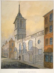 Południowo-wschodni widok kościoła St Margaret Lothbury, City of London, 1815.
