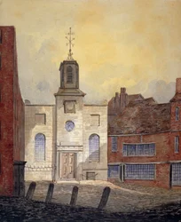 Widok kościoła Świętej Trójcy, Minories, City of London, 1810