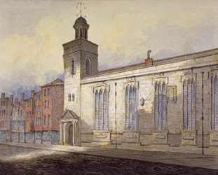 Widok zegara słonecznego św. Katarzyny Cree, City of London, c1815.