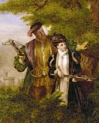 Król Henryk i Anna Boleyn strzelają do jeleni w lesie Windsor, 1903