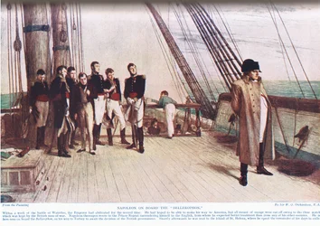 Napoleon na pokładzie Bellerophona, ilustracja z "Hutchinson