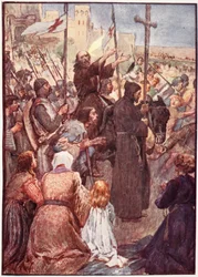 „Często miał być widziany na ośle”, płyta z „Historia Francji”, Mary MacGregor, 1920 (kolorowa lito)