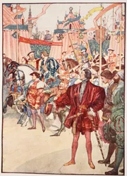The Field of the Cloth of Gold, czerwiec 1520, ilustracja z „Historia Francji opowiedziana chłopcom i dziewczętom” Mary Macgregor, 1920