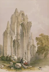 Guisborough Priory , Wnętrze East End , z The Monastic Ruins of Yorkshire , grawerowane przez George
