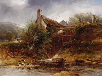 Stary młyn wodny, Północna Walia, 1830-1860.