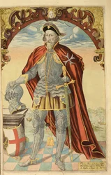 Sir Thomas Docwra z nHonor Military i Civill, William Segar, wyd. Robert Barker, Londyn, 1602 (ręcznie barwiony grawerunek)