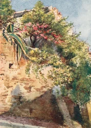 Róg ulicy, Cagnes (kolorowa litografia)