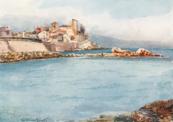 Antibes z zachodu (kolorowa litografia)