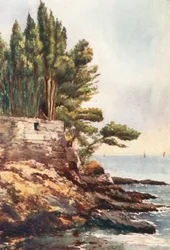Capo Lungo, Nervi (kolorowa litografia)