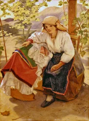 Matka i Dziecko (olej na pokładzie)