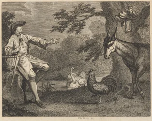 Sowa, łabędź, kogut, pająk, osioł i rolnik