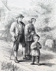 Starsze małżeństwo z wnukiem. Williama Smalla (1843-1929), angielskiego ilustratora. 1880 (grawerowanie)