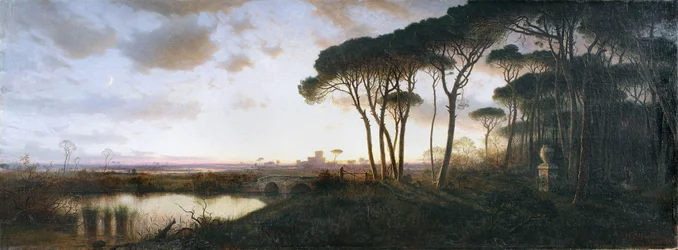 Zamek Ostia widziany z lasu sosnowego Castel Fusano, 1881 r.
