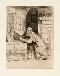 Montaigne i kot. Ilustracja autorstwa Izaaka Waltona i Charlesa Cottona z The Compleat Agler
