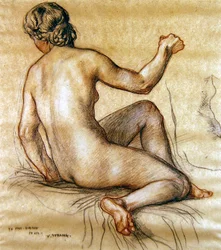 Studium siedzącego aktu kobiecego od tyłu, ok. 1890