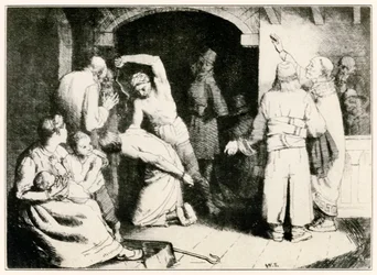 Biczowanie wiernych z „Postępu pielgrzymów z tego świata, do tego, który ma nadejść” John Bunyan (1628-1688) ilustracja Williama Stranga (1859-1921) Wierny jest torturowany po swoim rozprawie