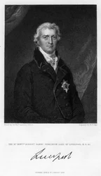 Robert Jenkinson, 2. hrabia Liverpoolu, brytyjski polityk i premier, 1835.