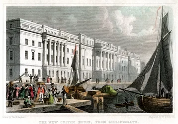 Nowy urząd celny z Billingsgate, City of London, c1830.
