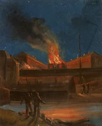 Bristol Riots: The Gaol Burning, ok. 1831 (olej na papierze)