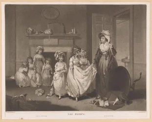 Atrament na jednej z sukienek dziewczyn The Romps (tytuł na obiekcie)