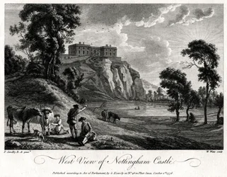Zachodni widok na zamek Nottingham, Nottinghamshire, 1776