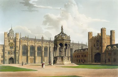 Court of Trinity College, Cambridge, z „Historii Cambridge”, ryt. J. Bluck (fl.1791-1831), wyd. R. Ackermann, 1815 (akwatinta kolorowa)