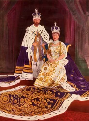 Ich Królewskie Mości król Jerzy V i królowa Maria w szatach koronacyjnych, 1911, 1951