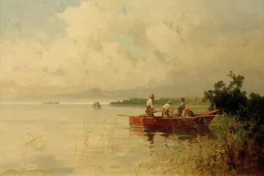Rybacy na brzegach Chiemsee latem