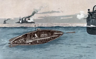 Łódź podwodna, c1905 (akwarela)