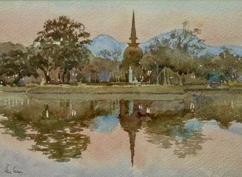 991 Sukhothai, Tajlandia - czas zapalania świateł
