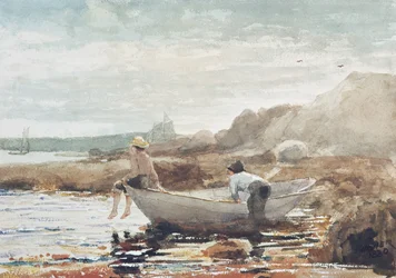 Chłopcy na plaży (akwarela na papierze)